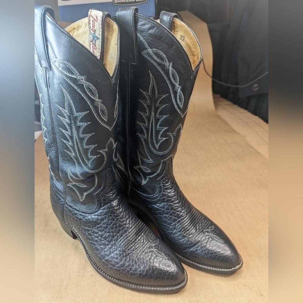 Tony Lama Vaquero Collection men's size 8.5EE Genuine Black Shrunken Shoulder Bu